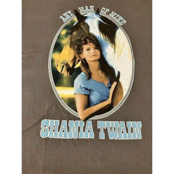 Shania Twain Any Man Of Mine Charcoal Short Sleeve Tshirt Size Small 90s Country - Picture 2 of 7
